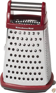 KitchenAid グルメ4面ステンレススチールボックスおろし金 取り外し可能なストレージコンテナ付き スモール レッド