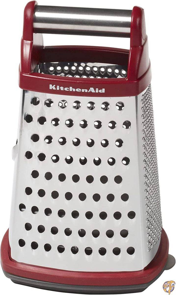 KitchenAid グルメ4面ステンレススチールボックスおろし金 取り外し可能なストレージコンテナ付き スモール レッド