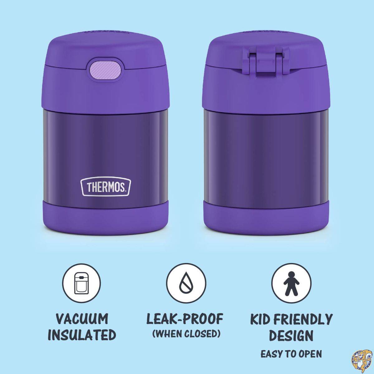 THERMOS FUNTAINER 10オンス ステンレススチール 真空断熱キッズフードジャー 折りたたみスプーン付き パープル