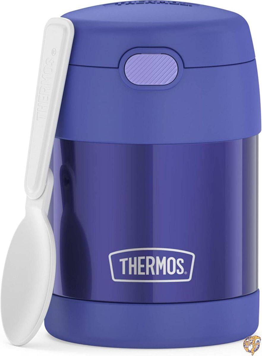 THERMOS FUNTAINER 10オンス ステンレススチール 真空断熱キッズフードジャー 折りたたみスプーン付き パープル