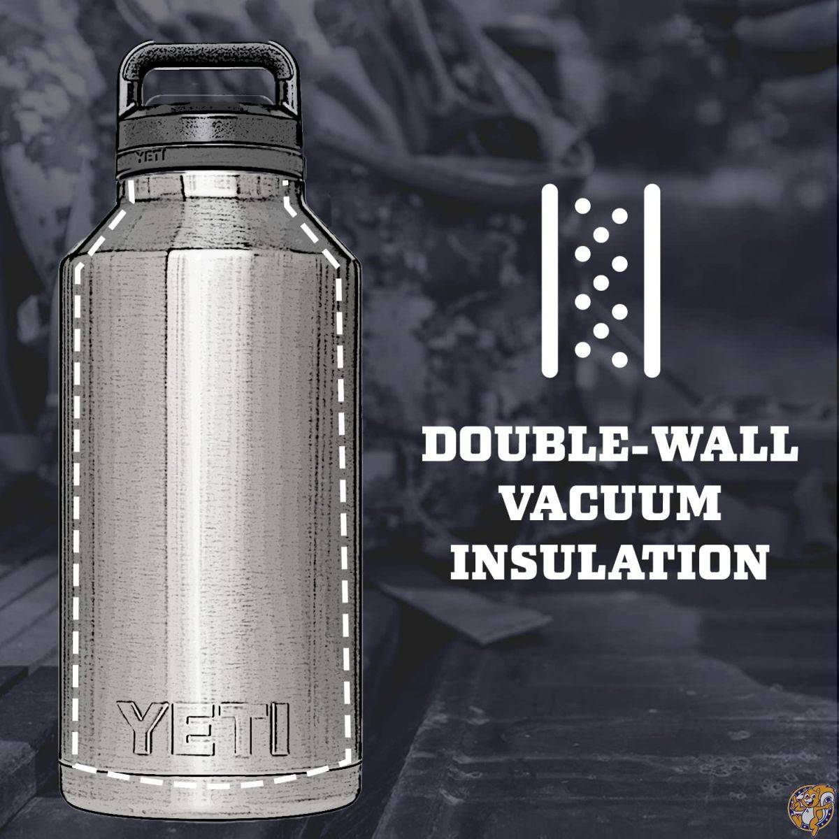 YETI Rambler 64オンスボトル 真空断熱 ステンレススチール チャグキャップ付き ネイビー