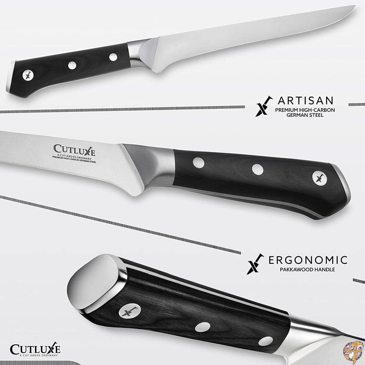 CUTLUXE 骨取り&amp;フィレナイフ ? 6インチ デボーニングナイフ 肉のトリミングに最適 ? ドイツ製高炭素鋼製のカミソリの鋭い刃 ? フルタング&amp;人間工学的ハンドルデザイン ? 職人シリーズ