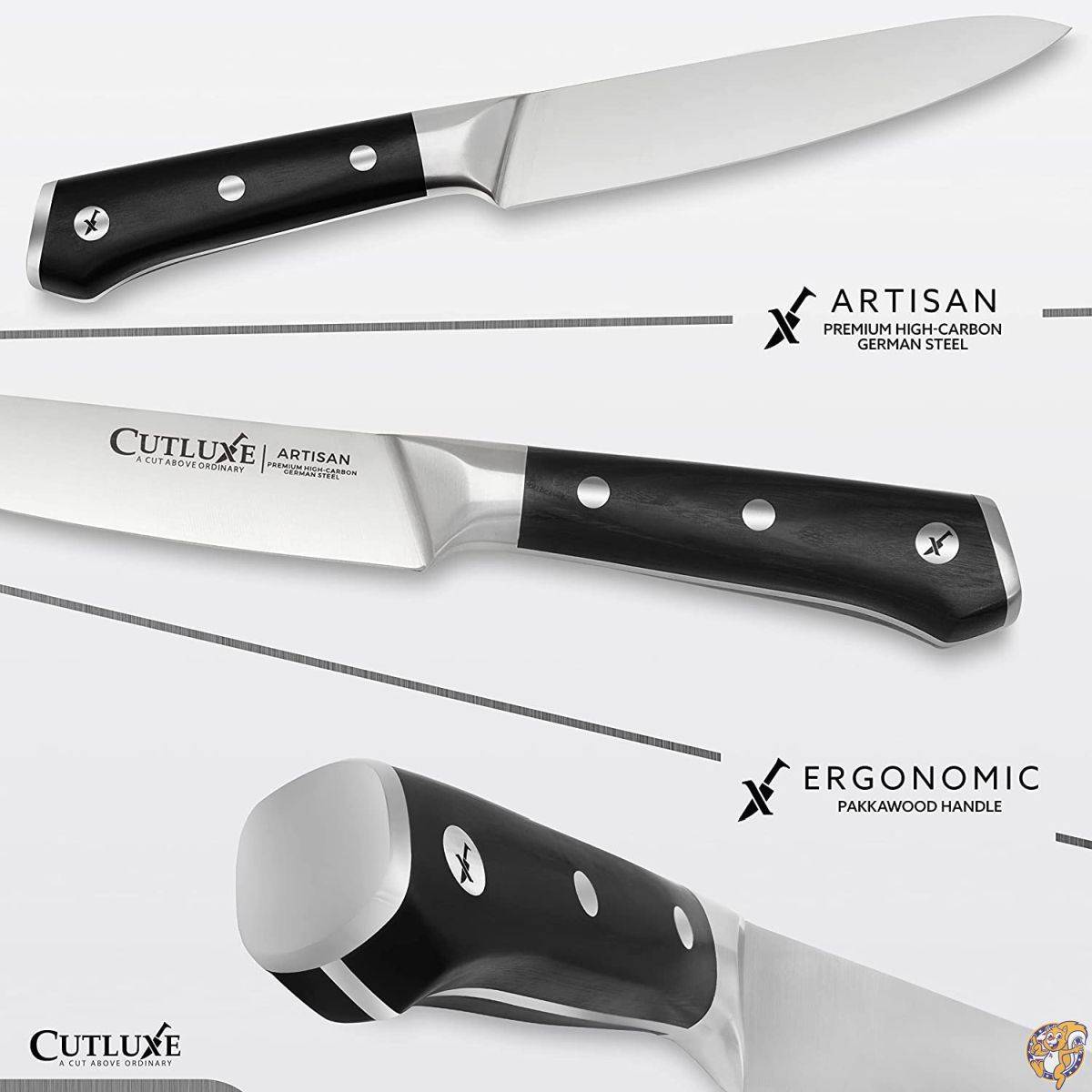 CUTLUXE ユーティリティナイフ ? 5.5インチ ペティキッチンナイフ ? 鍛造高炭素ドイツ鋼 ? フルタング&amp;レーザーシャープ ? 人間工学に基づいたハンドルデザイン ? 職人シリーズ
