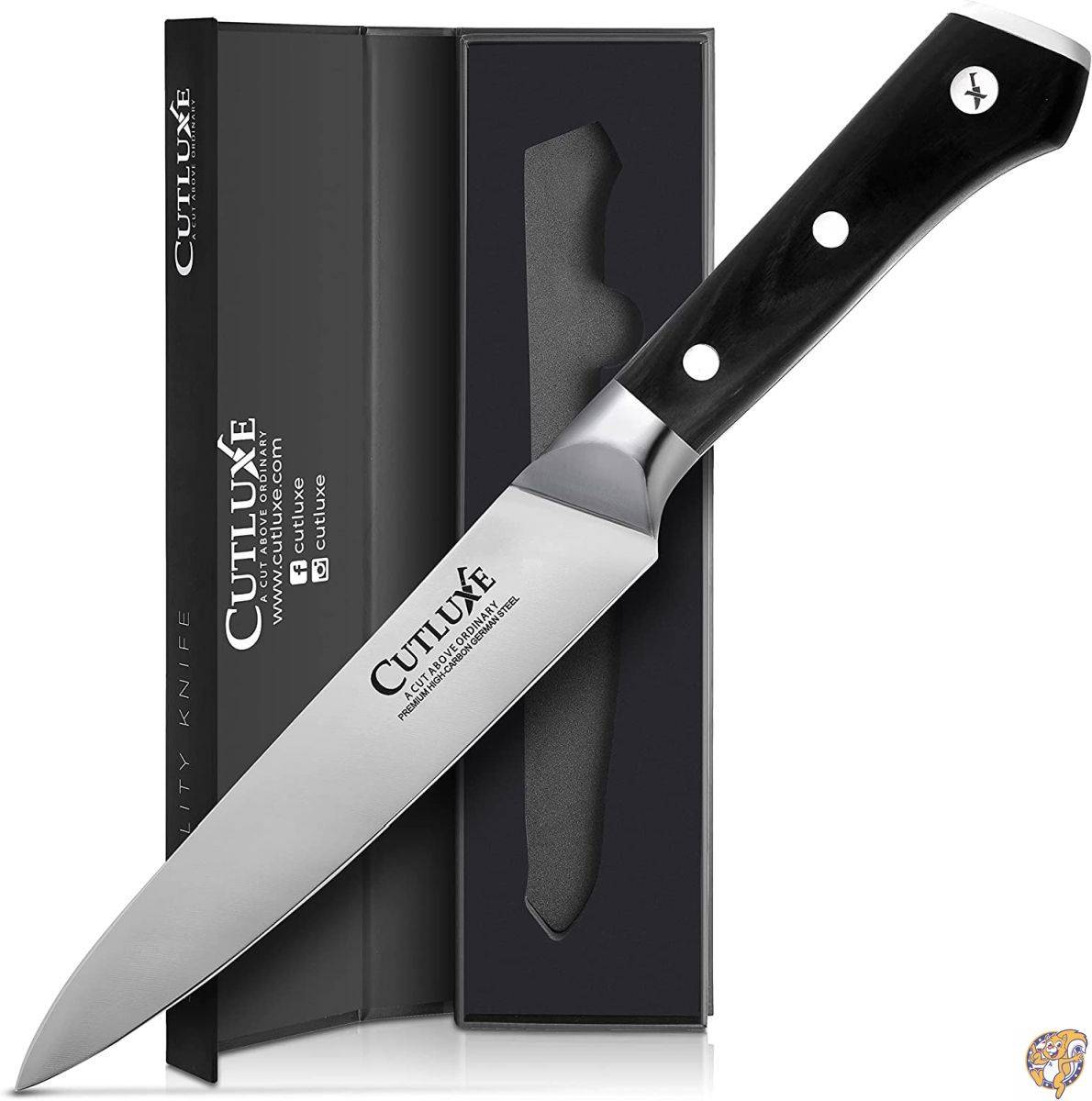 CUTLUXE ユーティリティナイフ ? 5.5インチ ペティキッチンナイフ ? 鍛造高炭素ドイツ鋼 ? フルタング&amp;レーザーシャープ ? 人間工学に基づいたハンドルデザイン ? 職人シリーズ
