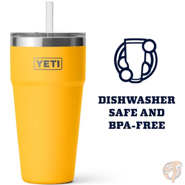 イエティ YETI Rambler 26oz 768ml ステンレス ストロー付きふた タンブラー 保温保冷 アルパインイエロー 送料無料