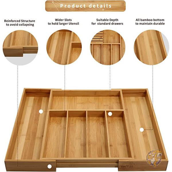 VaeFae ヴェフェイ キッチン用品 カトラリートレイ オーガナイザー イエロー