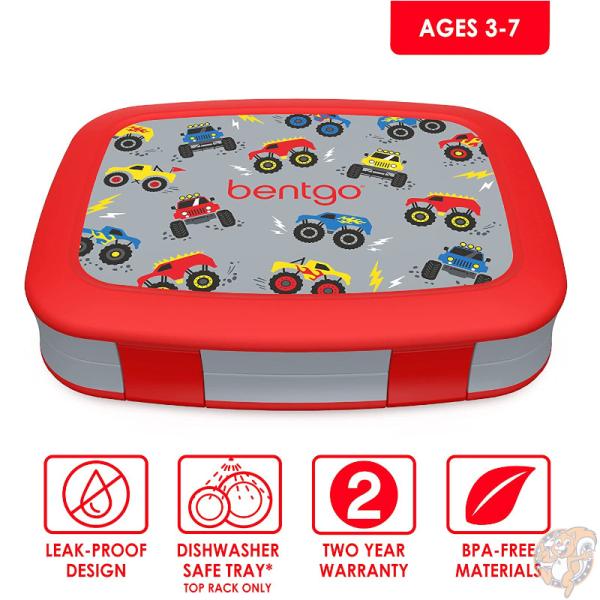 Bentgo(ベントゴー)子供用 弁当箱 キッズ ランチボックス 5コンパートメント 漏れ防止 トラック 車 弁当 食洗機対応 BPAフリー 男の子