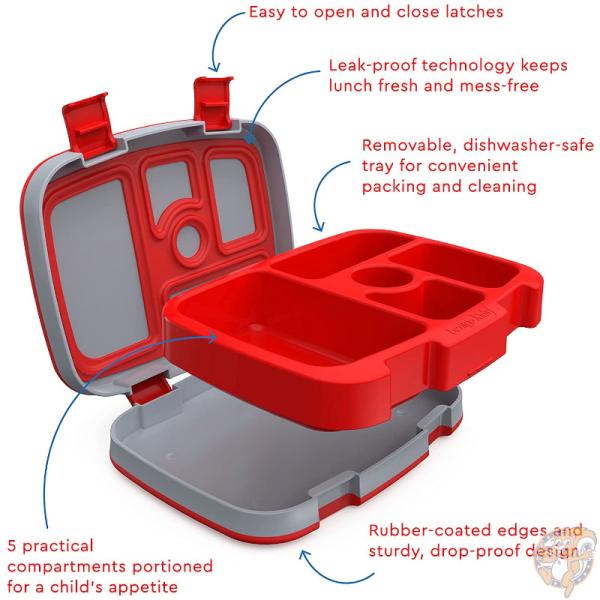 Bentgo(ベントゴー)子供用 弁当箱 キッズ ランチボックス 5コンパートメント 漏れ防止 トラック 車 弁当 食洗機対応 BPAフリー 男の子