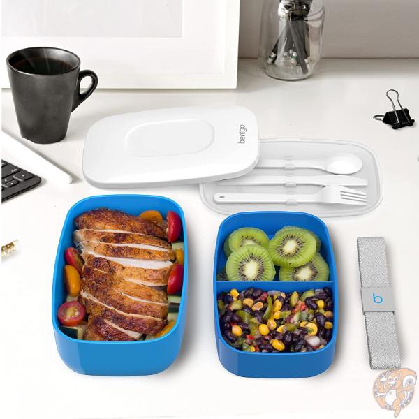 ベントゴー Bentgo クラシック オールインワン 弁当箱 積み重ね可能な ランチボックス ブルー 青 カトラリー付き ランチ お昼ご飯 会社 学校