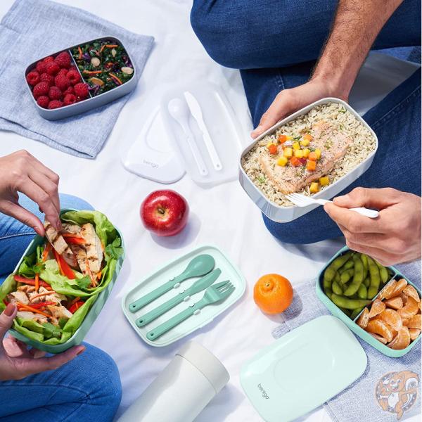ベントゴー Bentgo クラシック オールインワン 弁当箱 積み重ね可能な ランチボックス Gray グレー カトラリー付き ランチ お昼ご飯 会社