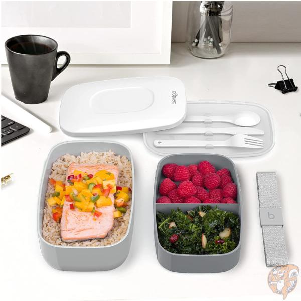 ベントゴー Bentgo クラシック オールインワン 弁当箱 積み重ね可能な ランチボックス Gray グレー カトラリー付き ランチ お昼ご飯 会社