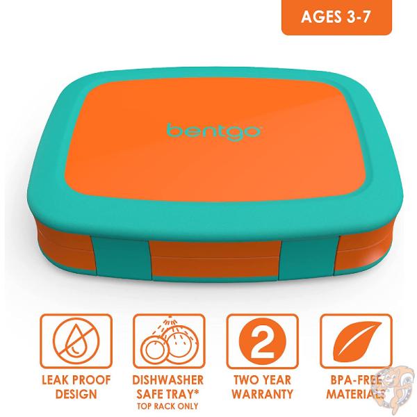 Bentgo(ベントゴー)子供用 弁当箱 キッズ ランチボックス 5コンパートメント 漏れ防止 オレンジ Orange 弁当 食洗機対応 BPAフリー