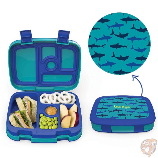 Bentgo(ベントゴー)子供用 弁当箱 キッズ ランチボックス 5コンパートメント 漏れ防止 シャーク サメ Sharks 食洗機対応 BPAフリー