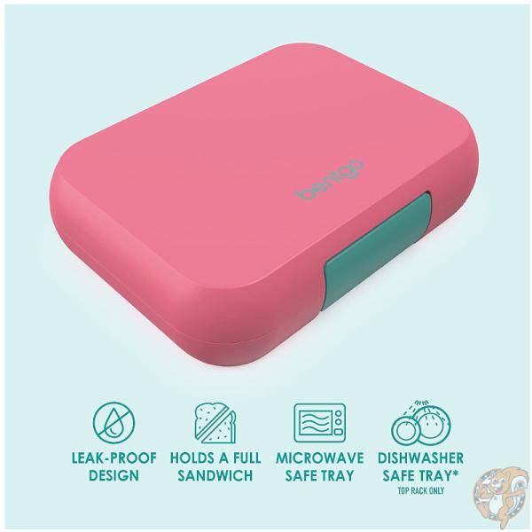 Bentgo ベントゴー 子供 中高生 弁当箱 ランチボックス 3-4コンパートメント 漏れ防止 Bright Coral/Teal レンジ 食洗機対応