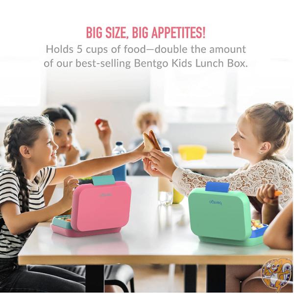 Bentgo ベントゴー 子供 中高生 弁当箱 ランチボックス 3-4コンパートメント 漏れ防止 Bright Coral/Teal レンジ 食洗機対応