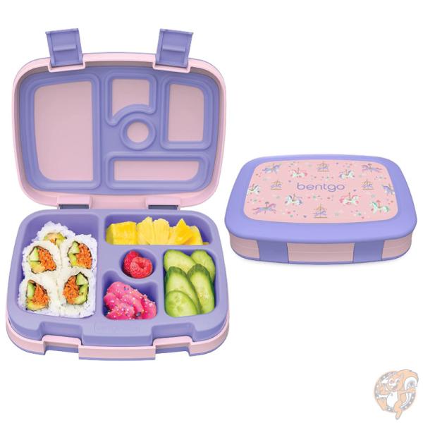 Bentgo ベントゴー キッズプリント 子供用 弁当箱 ランチボックス 5コンパートメント カルーセルユニコーン 食洗機対応 BPAフリー 女の子