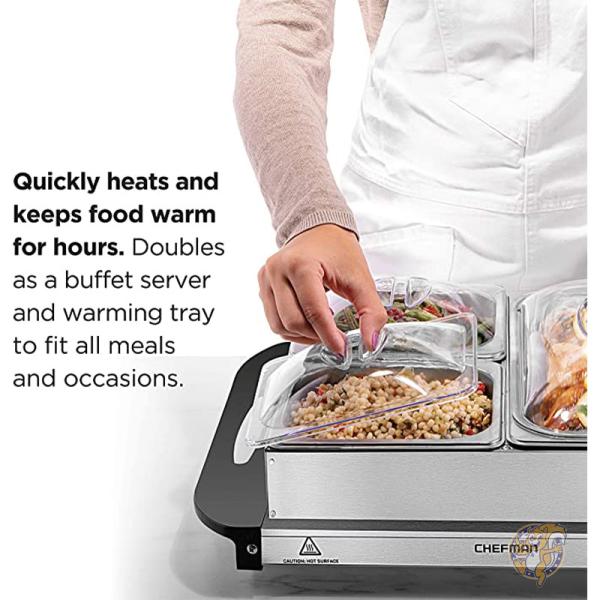 Chefman キッチン用品 ビュッフェウォーマー サーバー Electric Buffet Server + Warming Tray