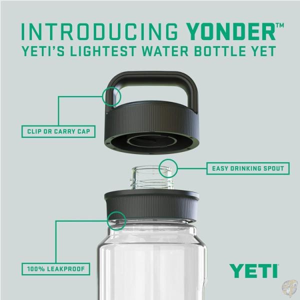 YETI プラスチック ウォーター ボトル イエティ YONDER 1リットル 水筒 ★Clear(クリア)★ 軽量 漏れ防止 漏れにくい