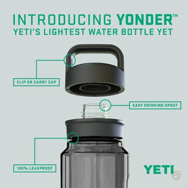YETI プラスチック ウォーター ボトル イエティ YONDER 1リットル 水筒 Charcoal(チャコール) 軽量 漏れ防止 漏れにくい