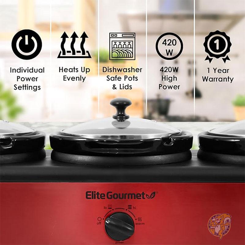 スロー クッカー ビュッフェ サーバー 料理 保温機 フードウォーマー EWMST-325R Elite Gourmet パーティー ビュッフェスタイル バイキング 業務用 家庭用