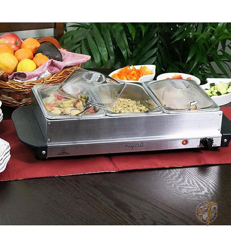 ビュッフェサーバー & フードウォーマー 料理 保温機 グレー Food Warmer Megachef パーティー 温かい料理 パーティー ビュッフェスタイル バイキング 業務用 家庭用
