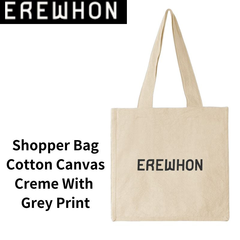 Erewhon エレワン ショッパーバッグ エコバック Creme With Grey Print