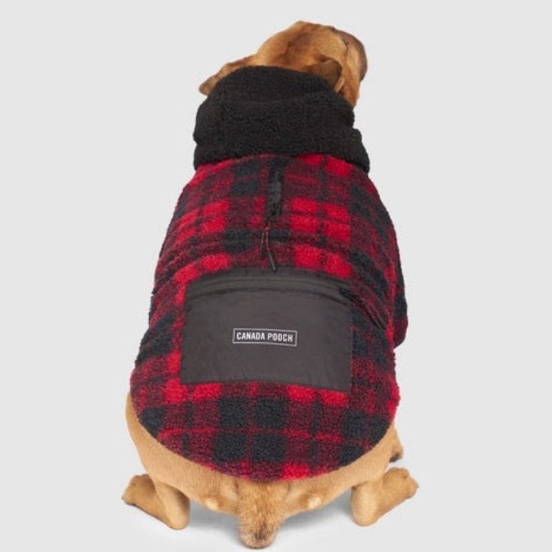デコピン着用!Canada Pooch カナダプーチ Cool Factor Hoodie クール ファクター パーカー 犬服 フード付き Red Plaid 【サイズ:8-14】
