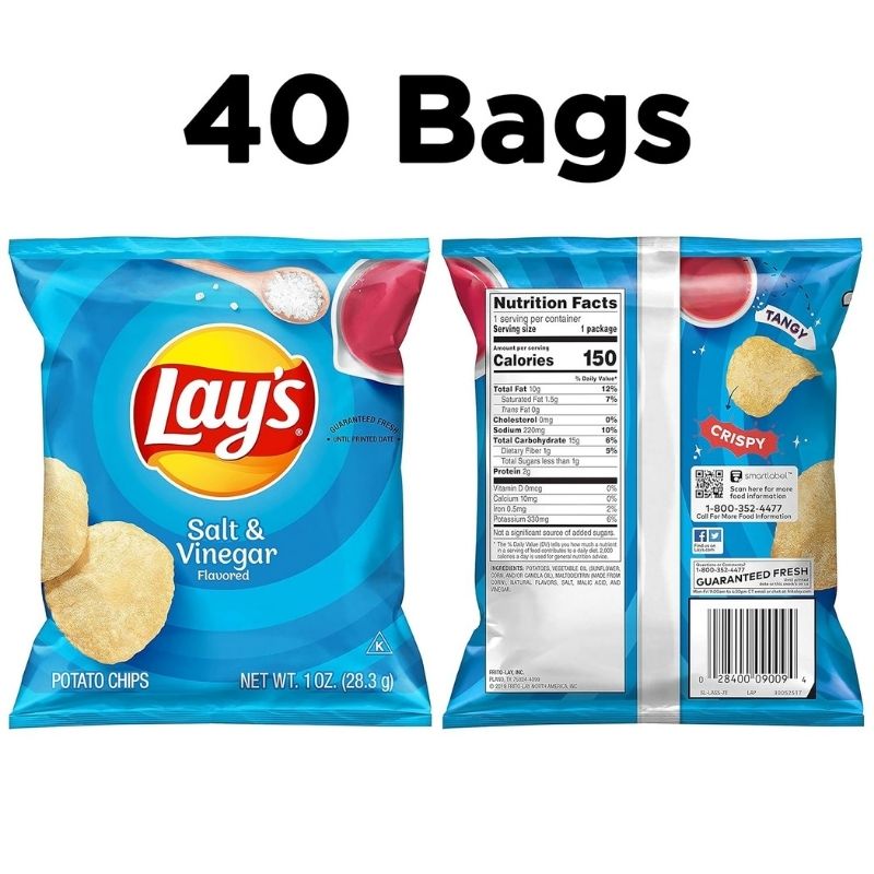 Lays Salt & Vinegar レイズ ポテトチップス ソルト&ビネガー 40袋入り レイズチップス まとめ買い 個包装 アメリカお菓子
