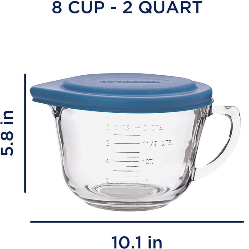 アンカーホッキング バターボウル Anchor Hocking Batter Bowl 2クォート (約1.89L) ガラスボウル ブルー蓋付