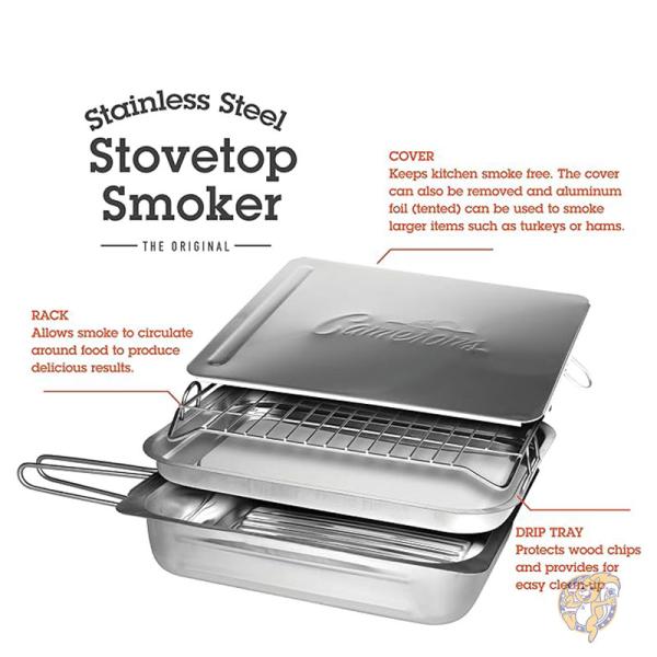 スモーカー 燻製 ヒッコリー & オークウッドチップ付き BBQ グリル アウトドア調理 SMKW Camerons キャメロン