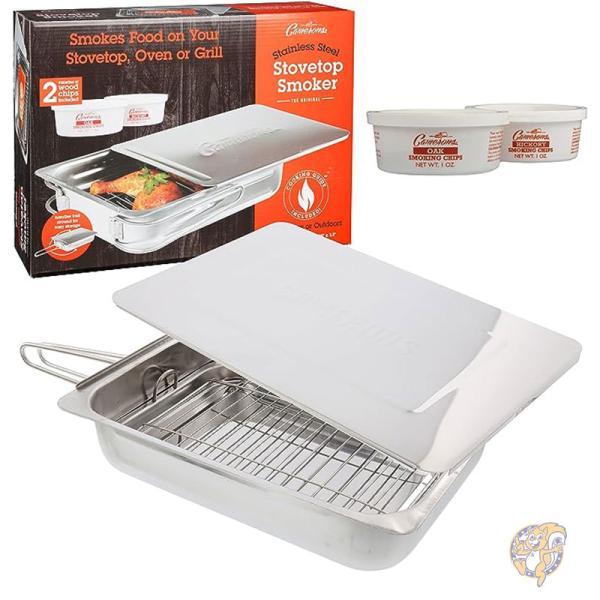スモーカー 燻製 ヒッコリー & オークウッドチップ付き BBQ グリル アウトドア調理 SMKW Camerons キャメロン