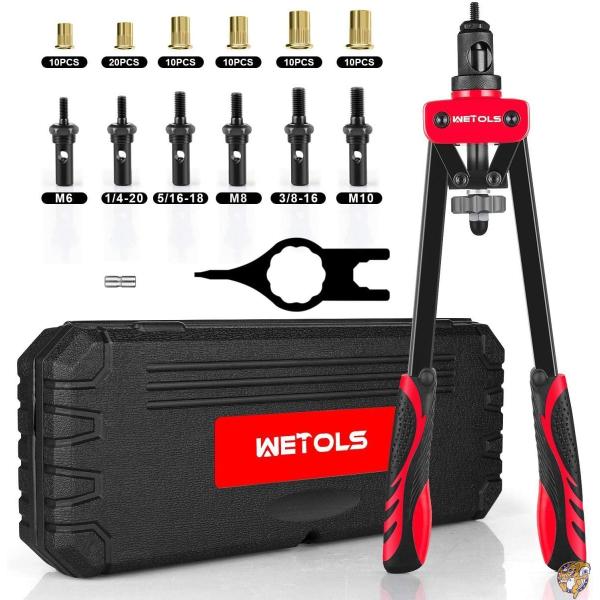WETOLS 14インチ リベットナットツール ハンドリベットナットツール 7メートル&インチマンドレル M6 M8 M10 1/4-20 送料無料