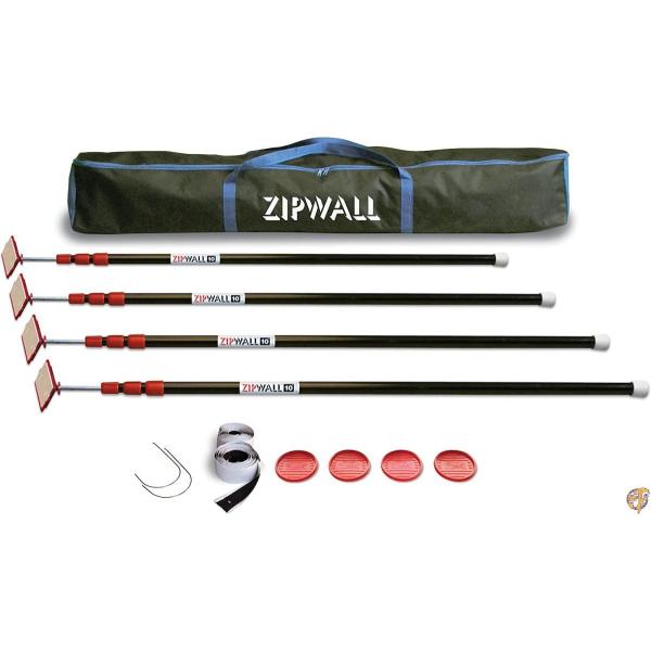ZIPWALL ZP4 ジップポール 10フィート スプリングバリア (4個パック) 防塵バリア用ロードポール 4個パック ブラック 送料無料