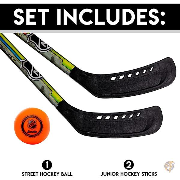 Franklin Sports ユースストリートホッケーセット - ストリートホッケースティック2本とストリートホッケーボール1個 - NHL公式認定製品 - 送料無料