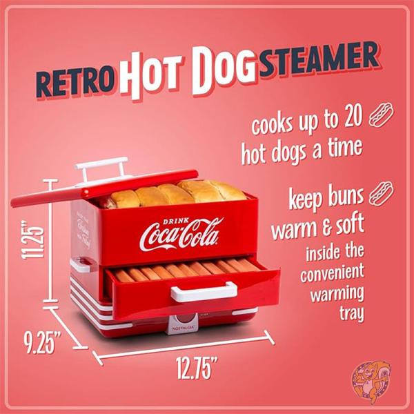 ノスタルジア コカ コーラ ホットドッグスチーマー & バンズウォーマー キッチン用品 赤 Coca Cola Nostalgia