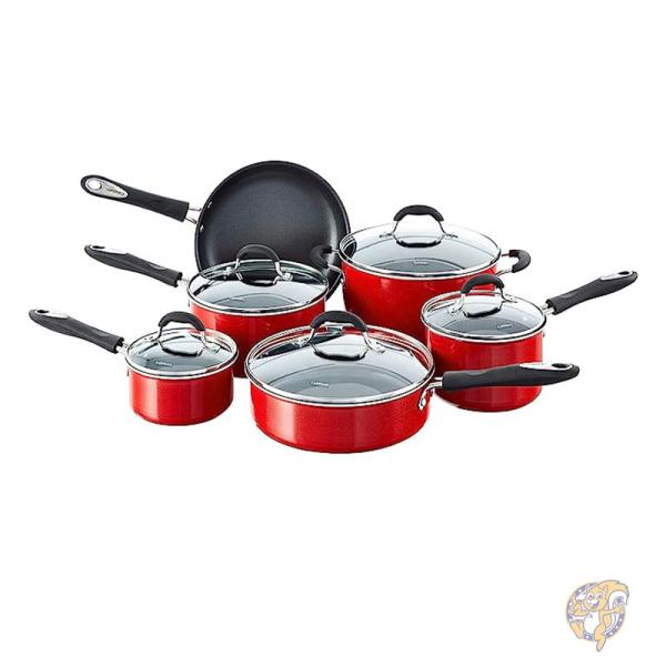 Cuisinart クイジナート キッチン 調理器具 アドバンテージ ノンスティック 鍋 フライパン 11点セット レッド 55-11R