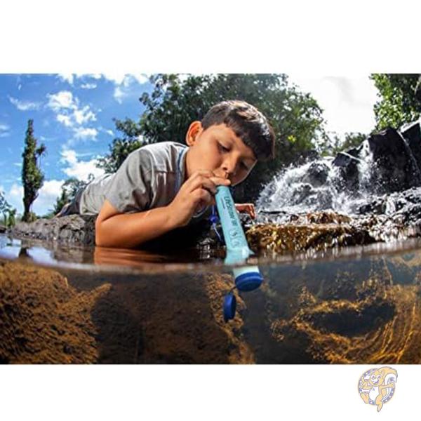 パーソナル 浄水フィルター 5個 アウトドア ハイキング キャンプ 旅行 濾過フィルター ブルー LifeStraw ライフストロー