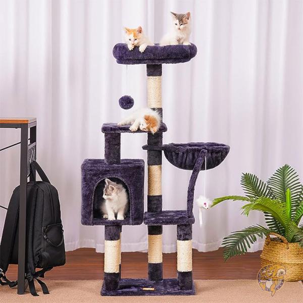 キャットツリー おもちゃ付き 屋内猫用キャットタワー キャットハウス アメリカ輸入 999HCT004SG Heybly ヘイブリ