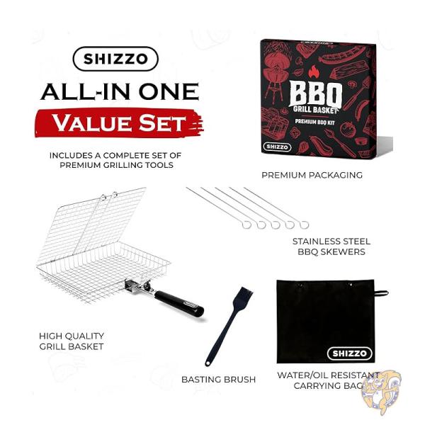 グリルバスケット BBQ ハンドル付き 折りたたみグリルバスケット アウトドア キャンプ EA-G5JB-V5TC SHIZZO