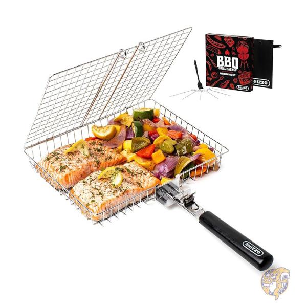 グリルバスケット BBQ ハンドル付き 折りたたみグリルバスケット アウトドア キャンプ EA-G5JB-V5TC SHIZZO