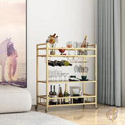 バーカート キッチンワゴン ボトル収納 ワイングラス付き 屋内&屋外 Gold Bar cart LORMITER ローミター