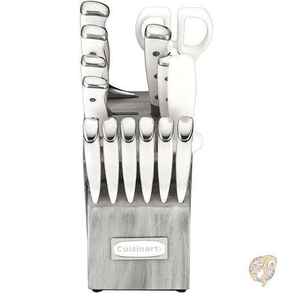 Cuisinart クイジナート キッチン 調理器具 ブロック付き ナイフ 15 点セット ホワイト/グレー