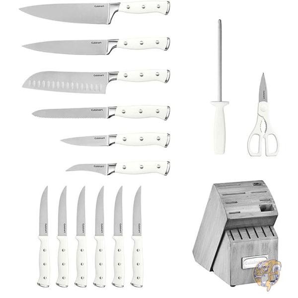 Cuisinart クイジナート キッチン 調理器具 ブロック付き ナイフ 15 点セット ホワイト/グレー