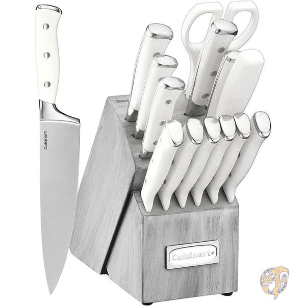 Cuisinart クイジナート キッチン 調理器具 ブロック付き ナイフ 15 点セット ホワイト/グレー