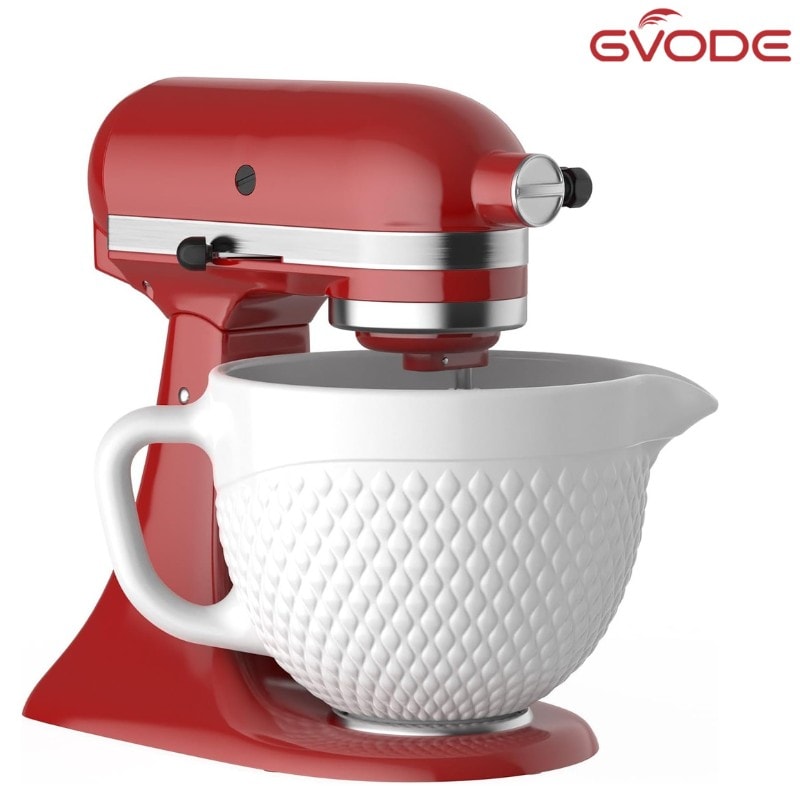 GVODE セラミック ミキサーボウル 5QT キッチンエイド対応 4.5〜5クォート チルトヘッド用 パイナップル柄 電子レンジ・食洗機対応