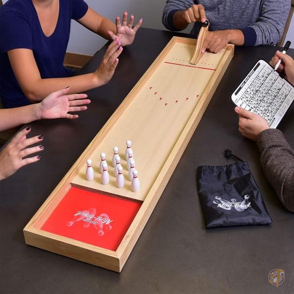 GoSports 卓上ミニボーリングゲームセット ? プレミアム木製構造 ドライイレーススコアカード 子供&大人に最適 送料無料
