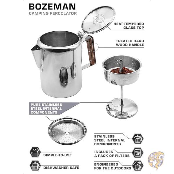 コーヒーパーコレーター コーヒーポット キャンプコーヒーメーカー ステンレス Bozeman COLETTI コレッティ