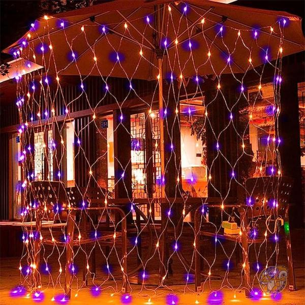 Dazzle Bright ダズルブライト パーティー装飾 ハロウィン 360 LED ネットライト パープル&オレンジ HB-360WCOI