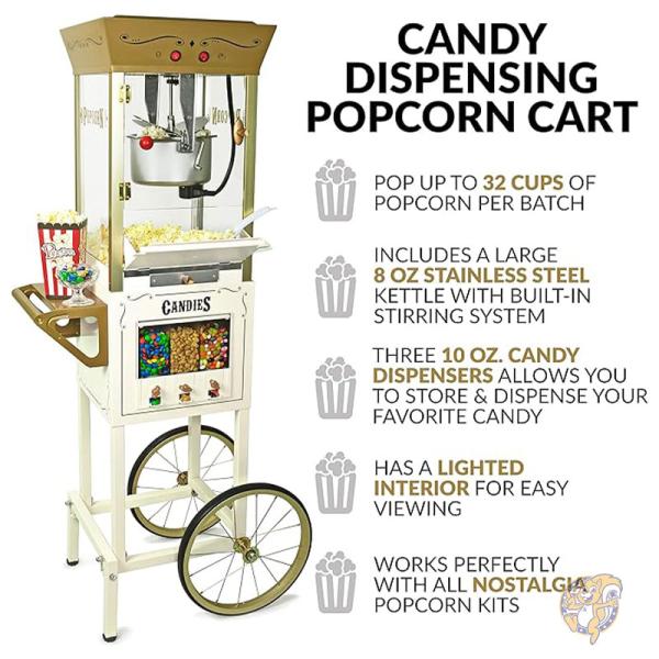 ノスタルジア ポップコーンメーカー ビンテージ レトロ Machine with Three Candy Dispensers