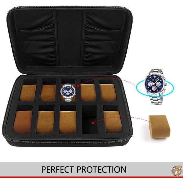 10スロット 腕時計ボックス オーガナイザー メンズ 腕時計ディスプレイ 収納ケース 最大42mmのすべての腕時計とスマートウォッチに対応 送料無料